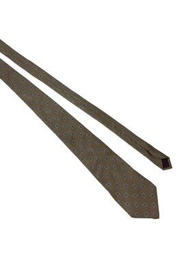 Surrey Sophisticates 100% Silk Mens Tie Geometric Pattern Made In USA Beige Mult